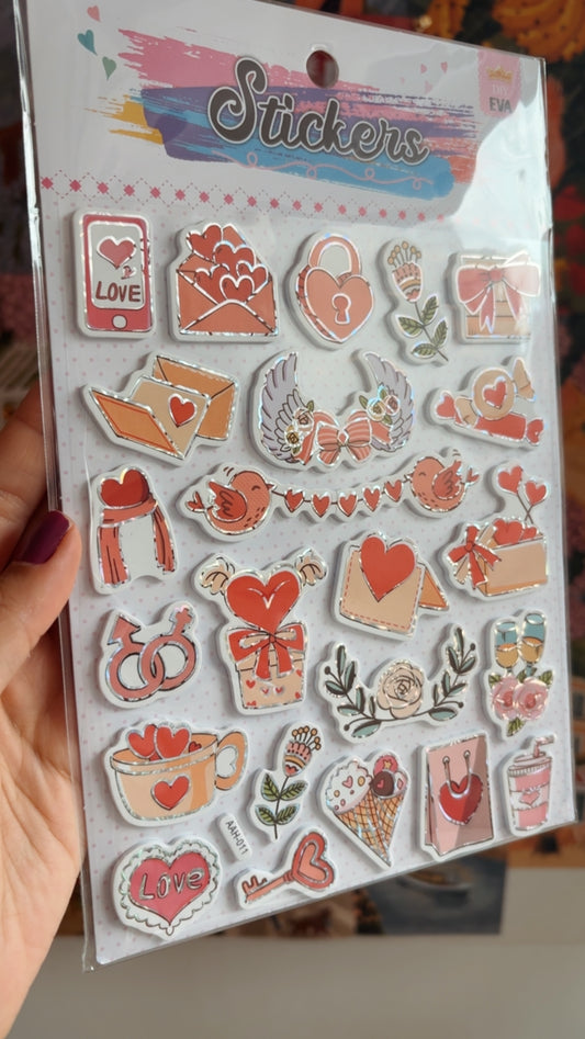 Cartela de Adesivos | Happy Love