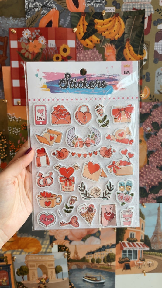 Cartela de Adesivos | Happy Love