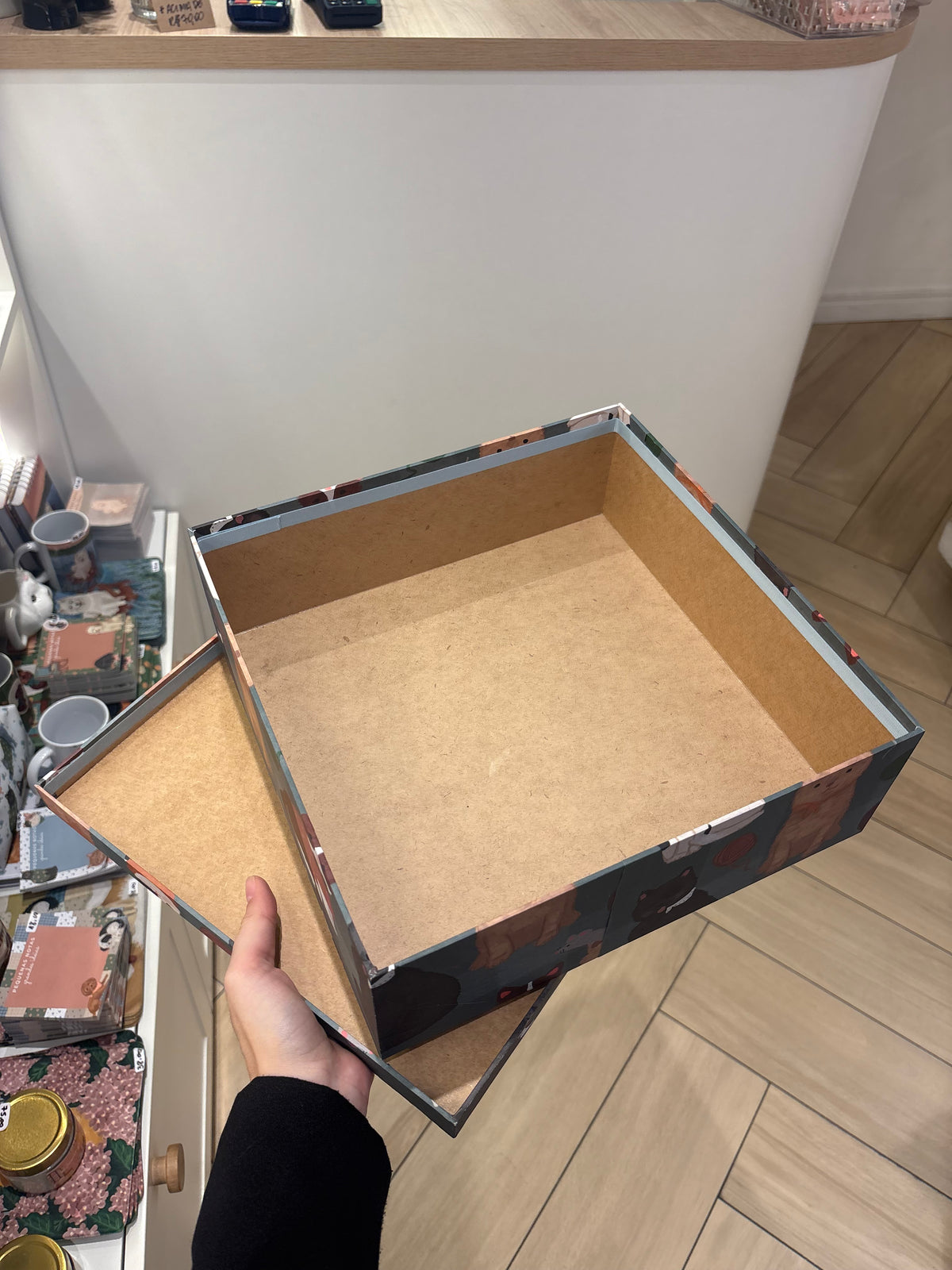 Caixa Quadrada Grande - 30cm | Gato fofo