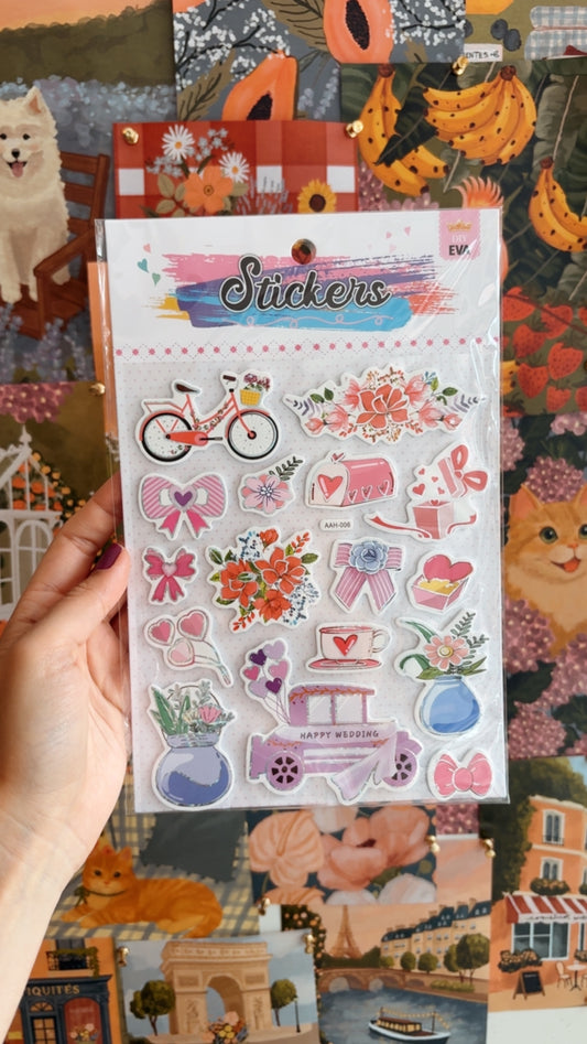 Cartela de Adesivos | Happy Wedding