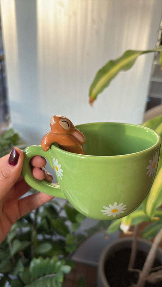 Caneca de Porcelana Coelho Verde