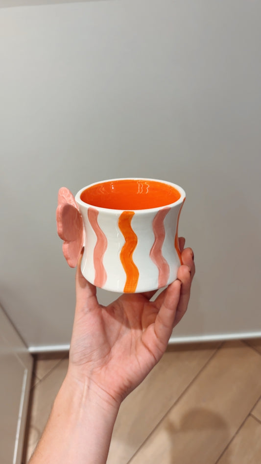Caneca Borboleta Encantada | Rosa + Laranja