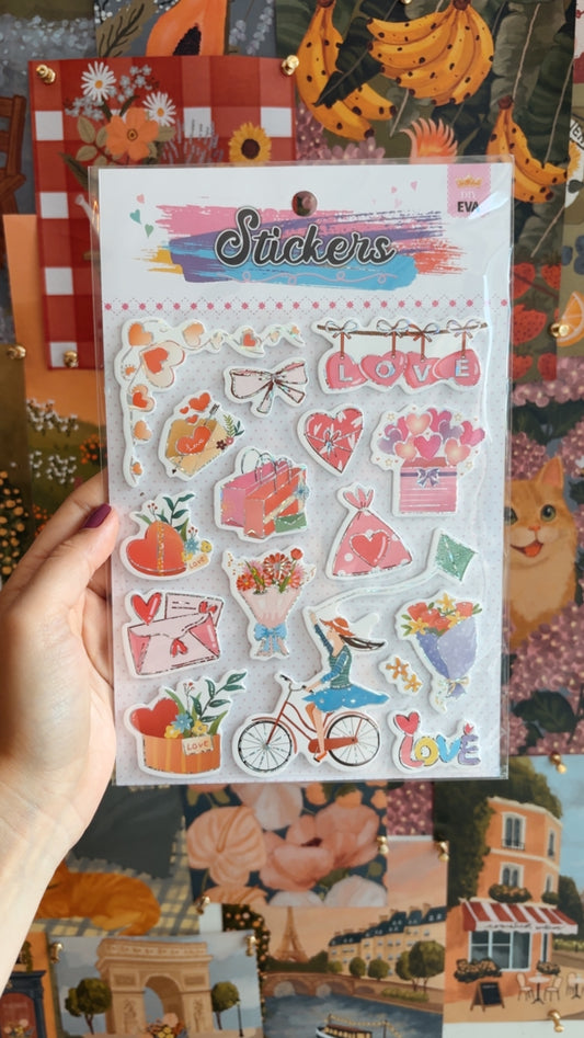 Cartela de Adesivos | Pink Love