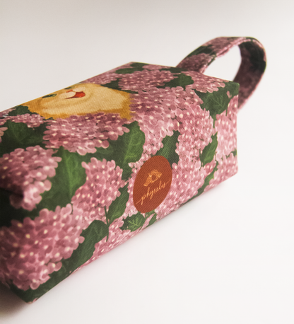 Estojo/Nécessaire com alça | Hortênsias e Ronron