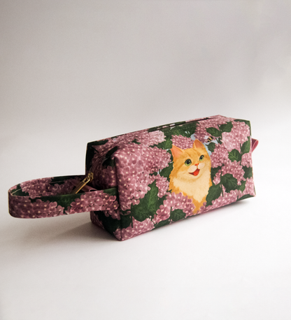 Estojo/Nécessaire com alça | Hortênsias e Ronron
