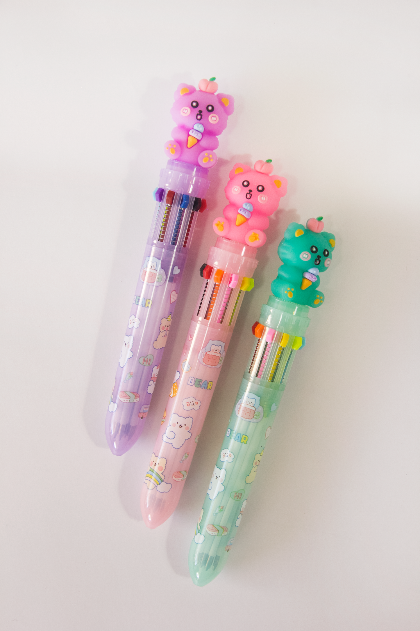 Caneta 10 Cores | Urso VERDE com Sorvete