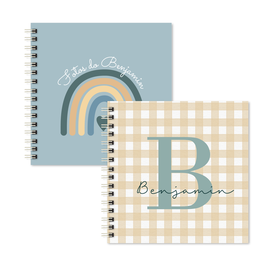 Kit 02 Scrapbooks | Arco-íris Azul + Inicial Xadrez