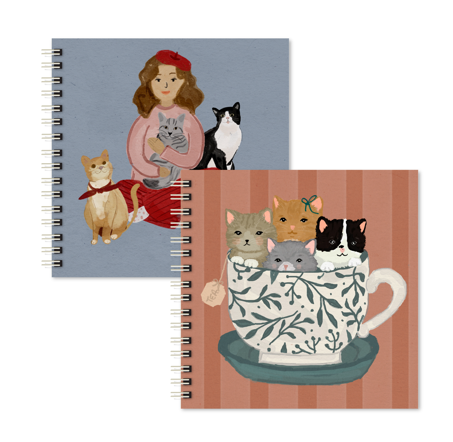 Kit 02 Scrapbooks | Lady Cat + Chá com Gatinhos