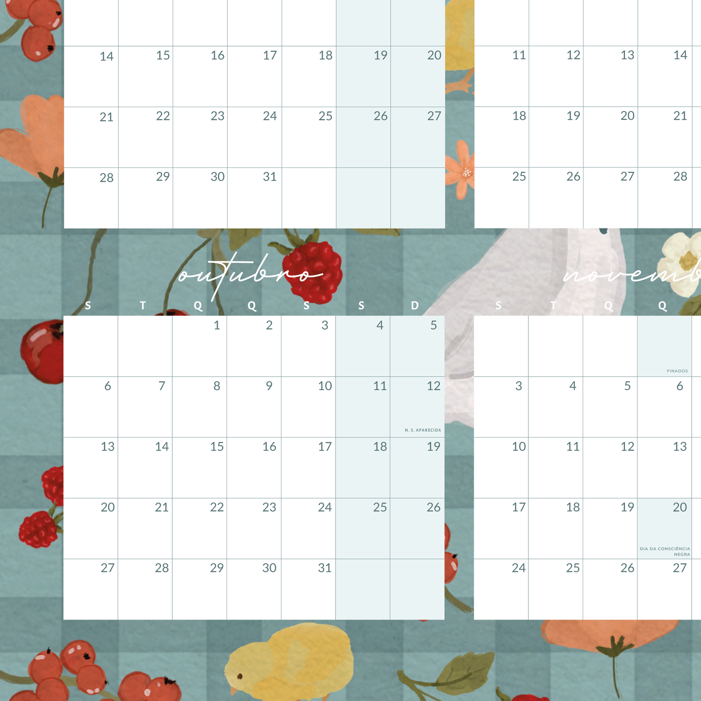 Calendário de Parede | Passeio dos Gansos