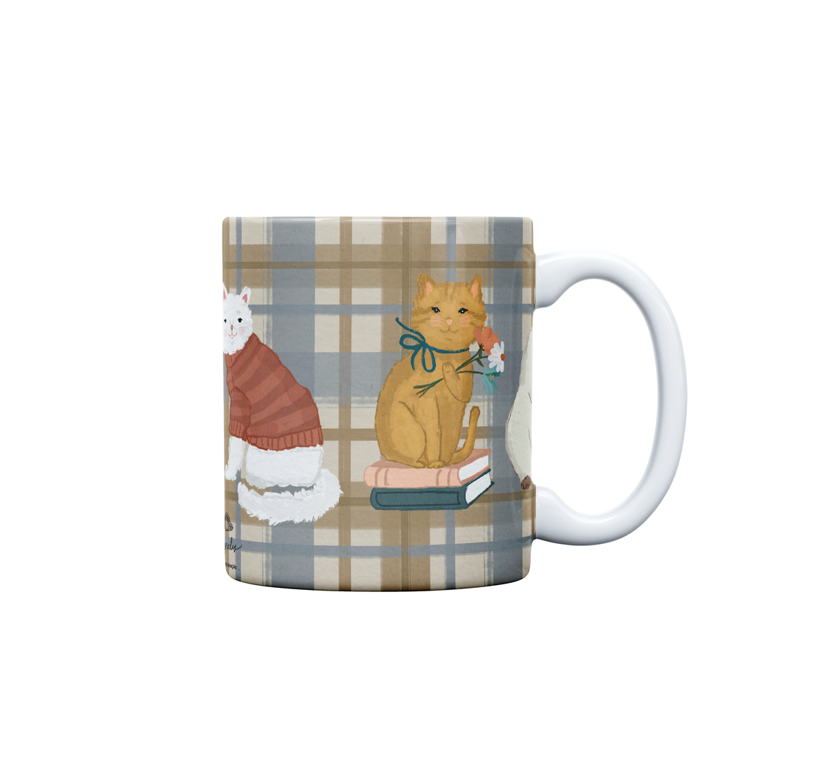 Caneca de Porcelana | Xadrezinho de Gato