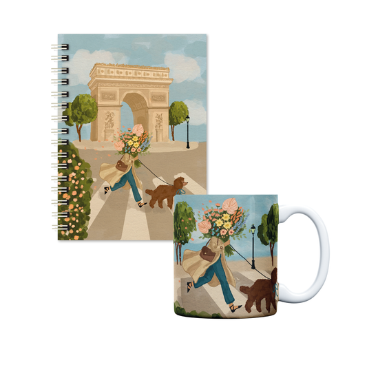 KIT Caderno A5 e caneca | Caminhos de Paris
