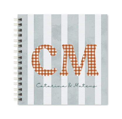 Scrapbook - Álbum de Fotos | Inicial Xadrez+Listrado