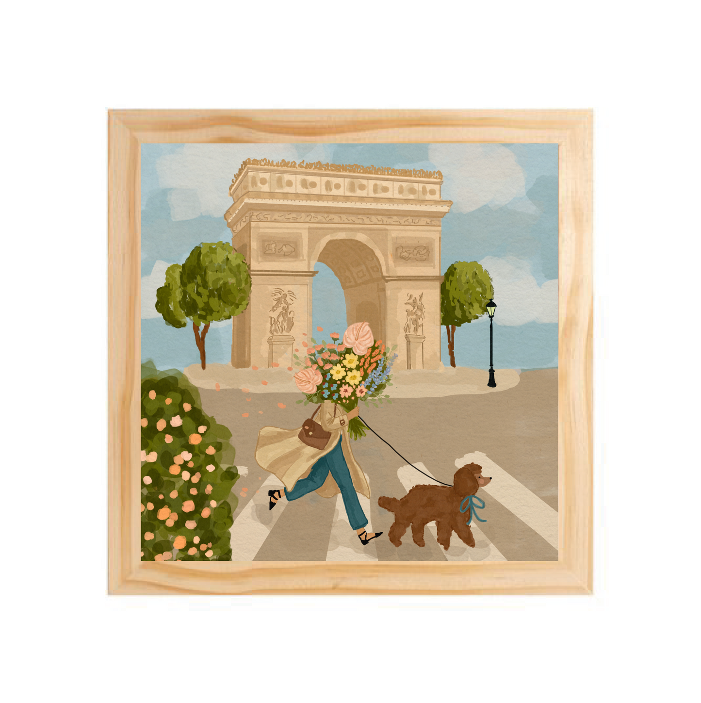 Quadro com moldura Pinus | Caminhos de Paris