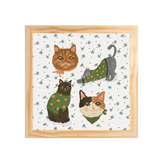 Quadro com moldura Pinus | Lar dos Gatinhos