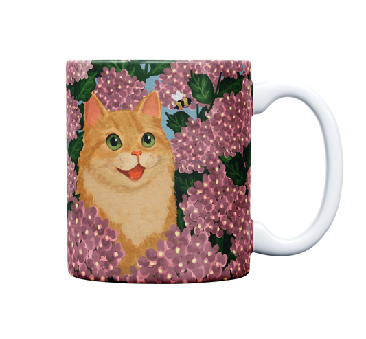 Caneca de Porcelana | Hortênsias e Ronron