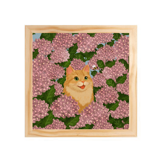 Quadro com moldura Pinus | Hortênsias e Ronron