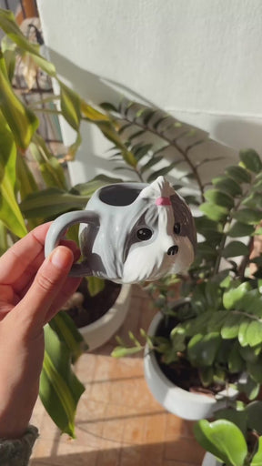 Caneca de Porcelana Shih-tzu - Cinza