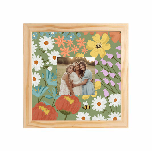 Quadro 23x23cm - com Polaroid | Floral Verde