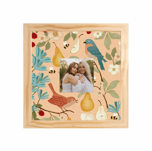 Quadro 23x23cm - com Polaroid | Pássaros Rosé