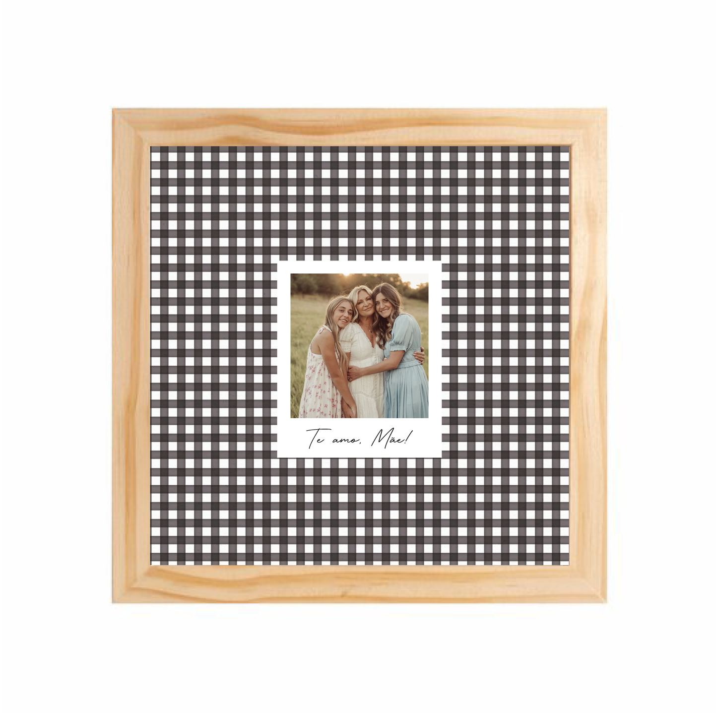 Quadro 23x23cm - com Polaroid | Vichy Preto e Branco