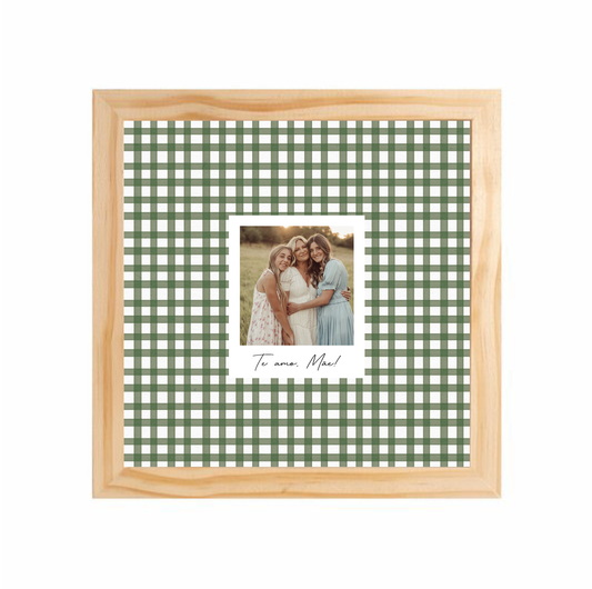 Quadro 23x23cm - com Polaroid | Vichy Verde